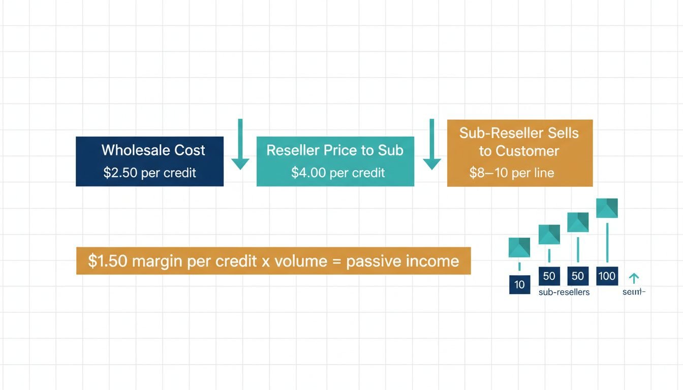 Margin Spread & Passive Income Math: Landscape minimal supporting illustration showing the margin math concept for an IPTV su
